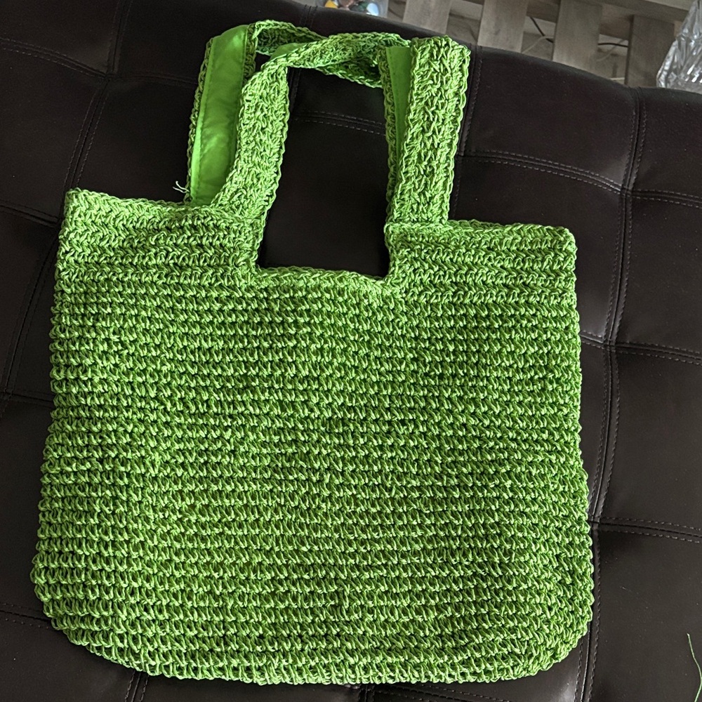 Green Woven Tote Bag